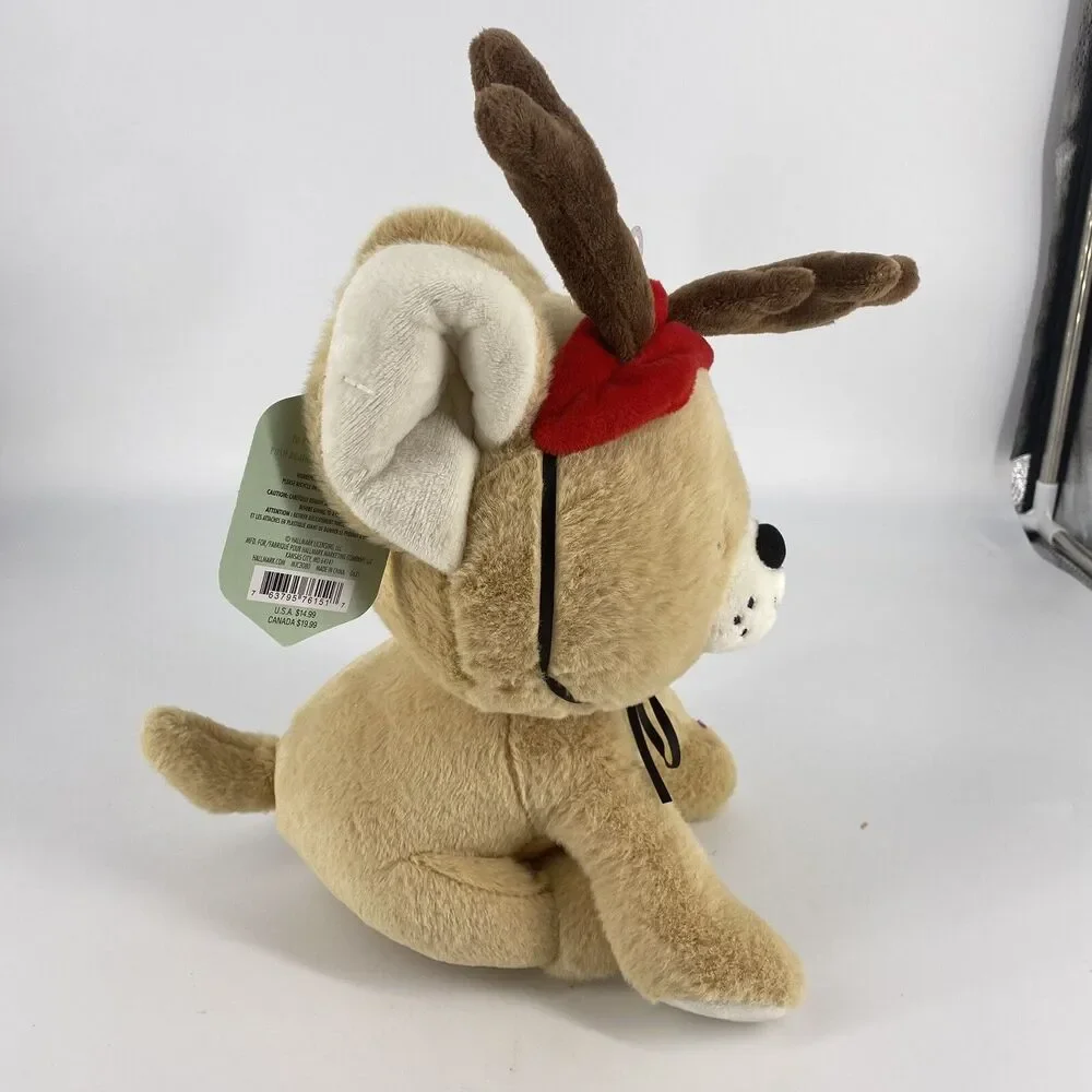 NEW Hallmark Christmas Singing Puppy Dog Plush Musical Reindeer Antlers